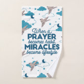 信仰引用文と鳥柄 バスタオルセット (ハンドタオル)