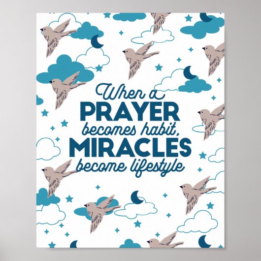 信仰引用文と鳥柄 ポスター (正面)