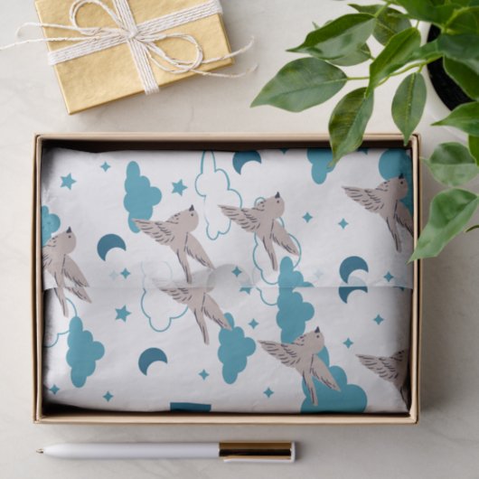 信仰引用文と鳥柄 薄葉紙 (ギフト)