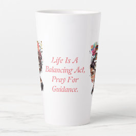 信仰引用文 – 彼女の頭に本を持つ女の子 カフェラテマグ