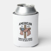 信仰心のあるアメリカ人キリスト教の父愛国クロス シャツ 缶クーラー (缶正面)
