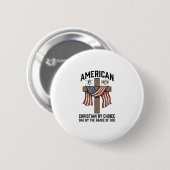 信仰心のあるアメリカ人キリスト教徒の父のための愛国的な十字架デザインTシャツ 缶バッジ (正面&裏面)
