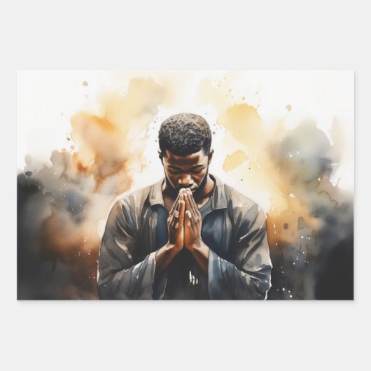 信仰心:黒人の敬虔な献身 ラッピングペーパーシート (正面)