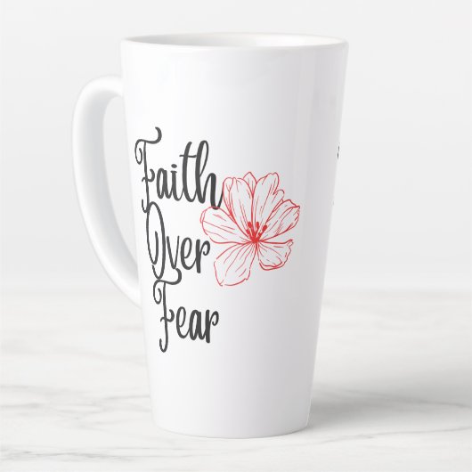 信仰恐怖光沢のある茶の感動的ラテマグカップ カフェラテマグ (左アングル)