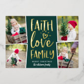 信仰愛の家族 |写真のコラージュ 箔シーズンカード (正面)