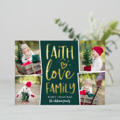 信仰愛の家族 |写真のコラージュ 箔シーズンカード (立ち正面)