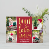 信仰愛の家族 |写真のコラージュ 箔シーズンカード (立ち正面)