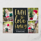 信仰愛の家族 |写真のコラージュ 箔シーズンカード (正面)