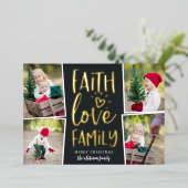 信仰愛の家族 |写真のコラージュ 箔シーズンカード (立ち正面)