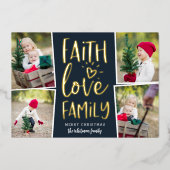 信仰愛の家族 |写真のコラージュ 箔シーズンカード (正面)