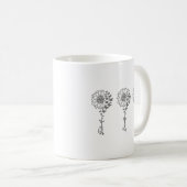 信仰愛ピースヒマワリと蝶コーヒー コーヒーマグカップ (正面右)