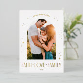 信仰愛ファミリーアーチクモダンリスマスデザイン 箔シーズンカード (立ち正面)