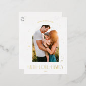 信仰愛ファミリーアーチクモダンリスマスデザイン 箔シーズンポストカード (正面/裏面)