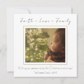 信仰愛ファミリー写真モダンミニマルクリスマス シーズンカード (正面)