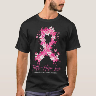信仰愛希望の胸がん認識度フローラ Tシャツ