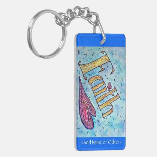 信仰感動的ワードアートキーチェーン – カスタム文字 キーホルダー (正面左)