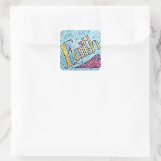 信仰感動的ワードアートデカールシール スクエアシール (バッグ)