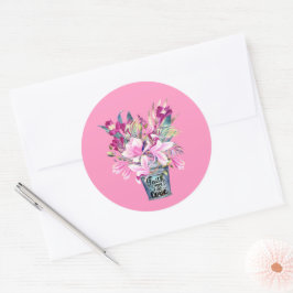 信仰感動的希望ピンクの花のバケツ愛 ラウンドシール