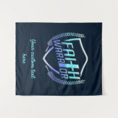 信仰戦士クリスチャンブルーパープルグラデーション タペストリー (正面(横))