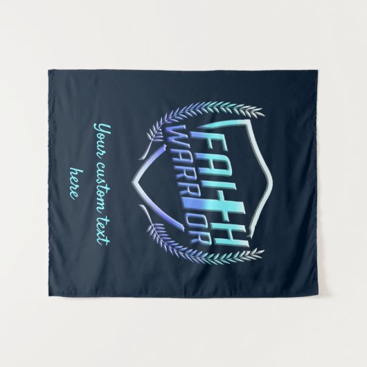 信仰戦士クリスチャンブルーパープルグラデーション タペストリー (正面(横))