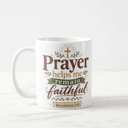 信仰深いクリスチャンのための祈りの力 コーヒーマグカップ (左)