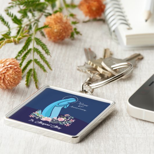 信仰生活から45周年を迎える尼僧ピンクの花 キーホルダー (側面)