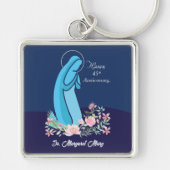 信仰生活から45周年を迎える尼僧ピンクの花 キーホルダー (正面)