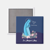 信仰生活から45周年を迎える尼僧ピンクの花 マグネット (正面/裏面)