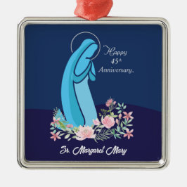 信仰生活から45周年を迎える尼僧ピンクの花 メタルオーナメント