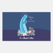 信仰生活から45周年を迎える尼僧ピンクの花 長方形シール (正面)