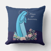 信仰生活の60周年ヌーンピンクの花 クッション (正面)