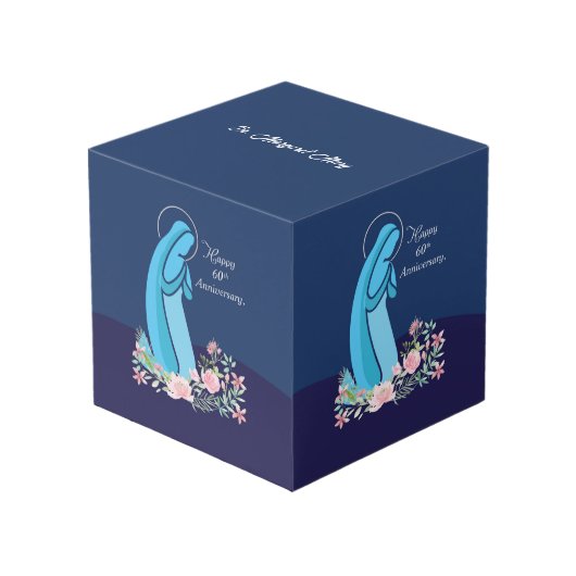 信仰生活の60周年ヌーンピンクの花 フォトキューブ (正面アングル)