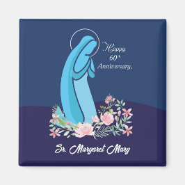 信仰生活の60周年ヌーンピンクの花 マグネット