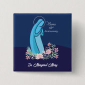 信仰生活の60周年ヌーンピンクの花 缶バッジ (正面)