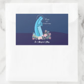 信仰生活の60周年ヌーンピンクの花 長方形シール (バッグ)