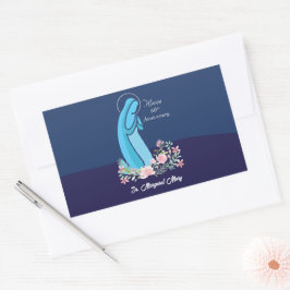 信仰生活の60周年ヌーンピンクの花 長方形シール