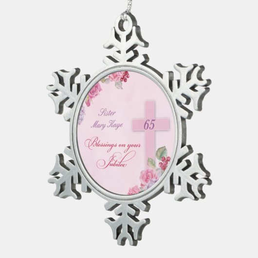 信仰生活カトリック修道女65周年 スノーフレークピューターオーナメント (右)