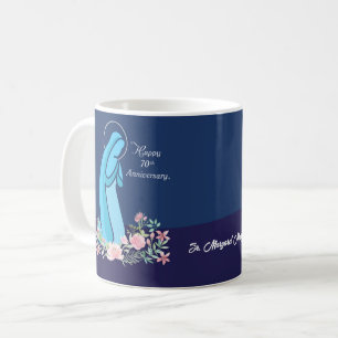 信仰生活70周年記念ヌーンピンクの花 コーヒーマグカップ