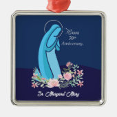 信仰生活70周年記念ヌーンピンクの花 メタルオーナメント (正面)