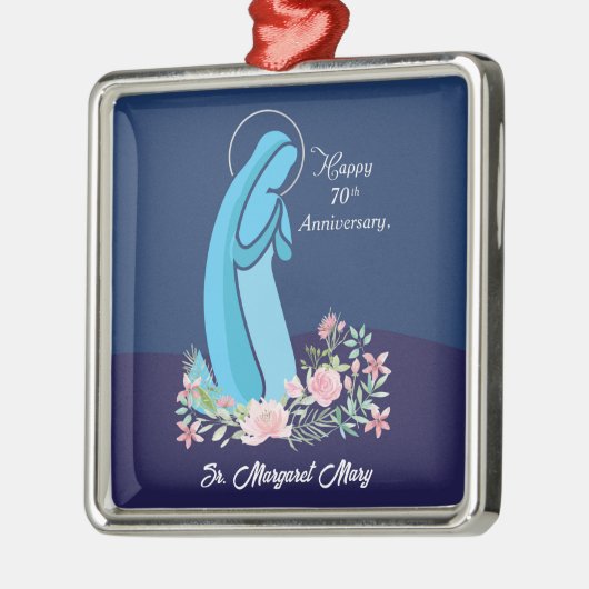 信仰生活70周年記念ヌーンピンクの花 メタルオーナメント (左)