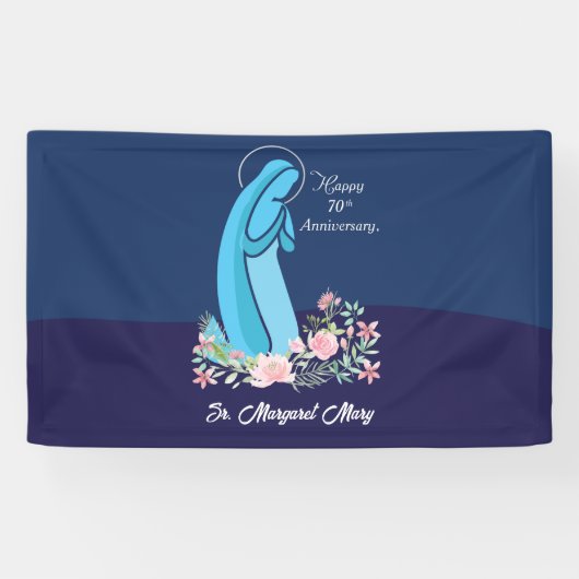 信仰生活70周年記念ヌーンピンクの花 横断幕 (横)