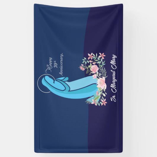 信仰生活70周年記念ヌーンピンクの花 横断幕 (縦)