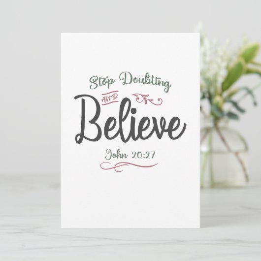 信仰発火 – 疑ストップ疑と信じデザイン サンキューカード (スタンド正面)