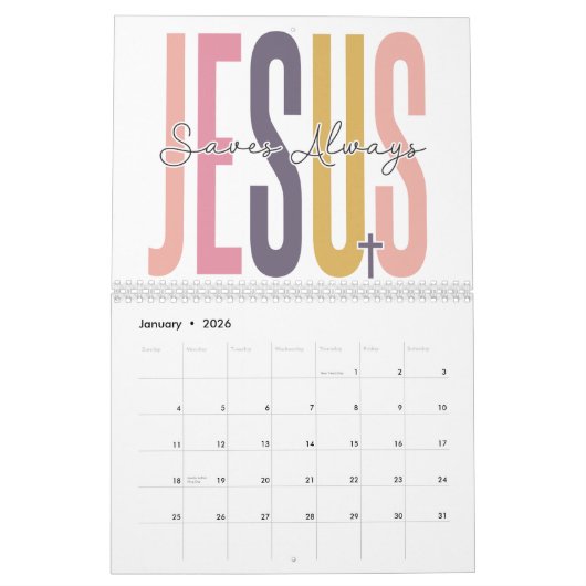 信仰者の動機前向き感動的 カレンダー (1月 2026)