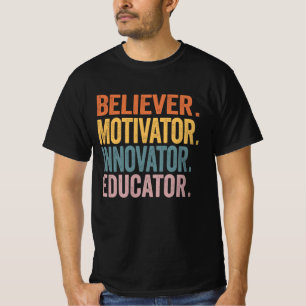 信仰者モチベーターイノベーター教育者レトロティーチ Tシャツ