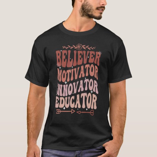 信仰者モチベーターイノベーター教育者レトロティーチ Tシャツ (正面)