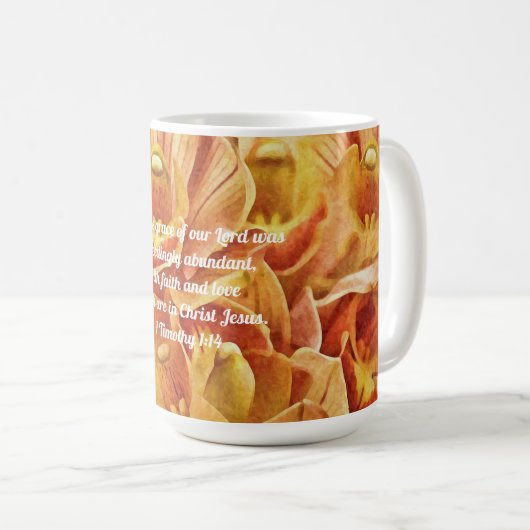 信仰蘭の花と聖なる書物、 経典マグ コーヒーマグカップ (正面右)