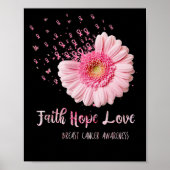信仰願う愛する乳がん花ピンク ポスター (正面)