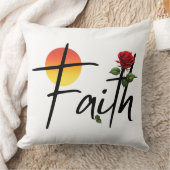 信仰黒タイポグラフィ付きバラ クッション (ブランケット)