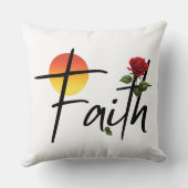 信仰黒タイポグラフィ付きバラ クッション (裏面)